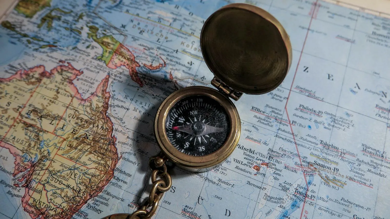 Compass on a map
